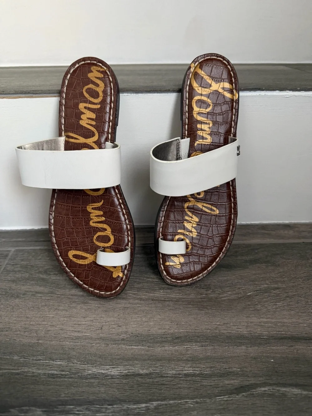 White Double-Strap Slide Sandals by Sam Edelman